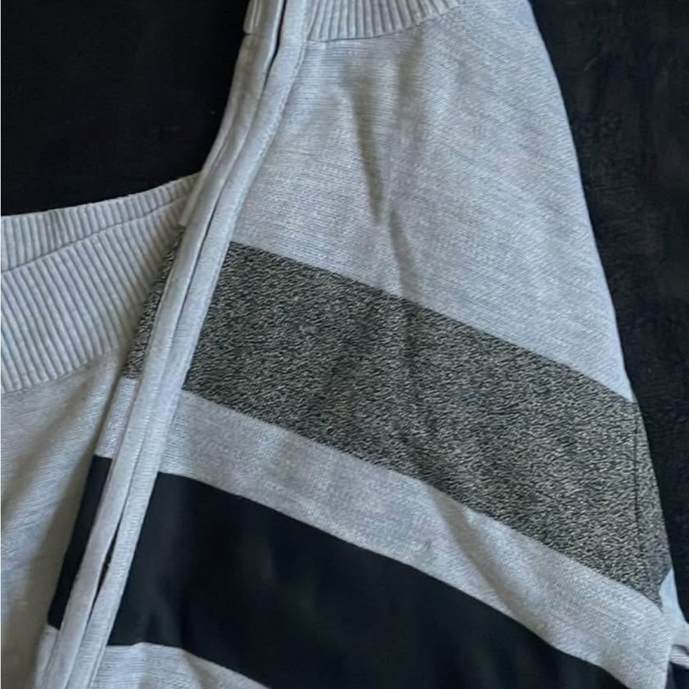 Men's Gray and Black Striped Sweater